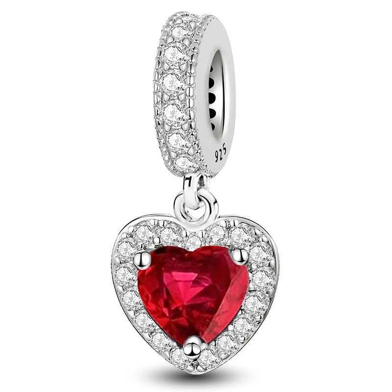 Real 925 Silver Red Heart Flower Turtle Charms Beads Fit Original Pan Bracelets DIY Fine Jewelry XJ250607