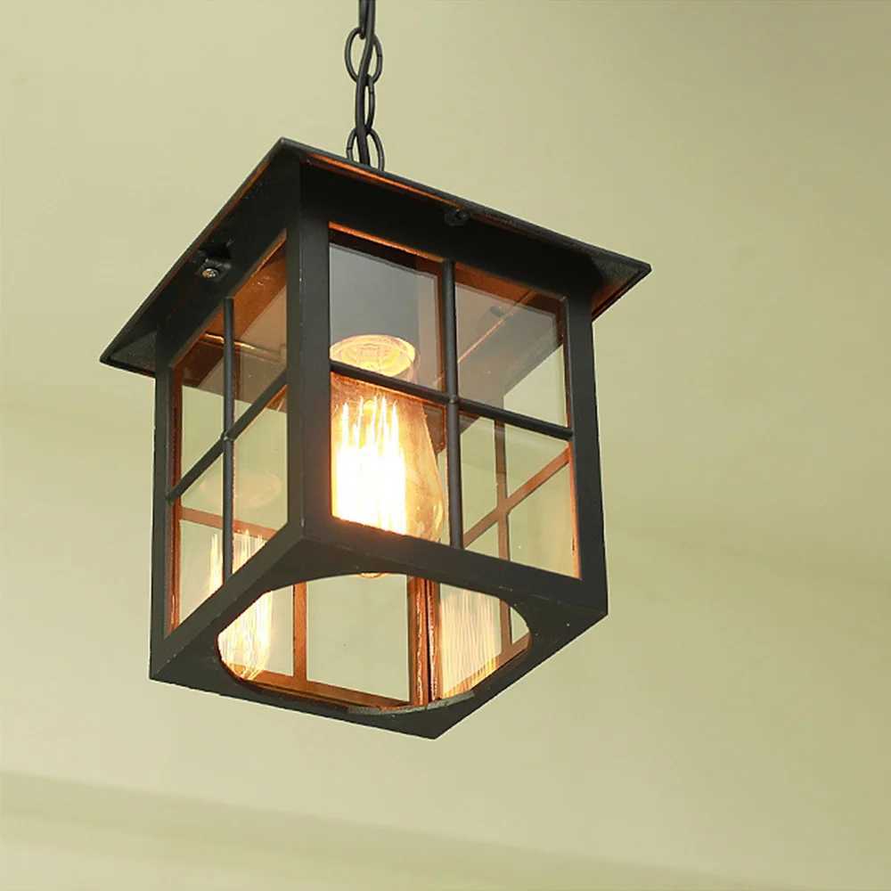 Outdoor chandelier waterproof Chinese retro garden light entrance balcony corridor aisle garden pavilion ceiling light W250607