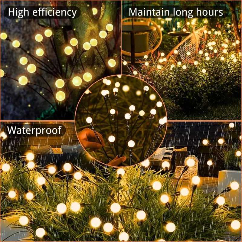 Outdoor Lights Solar Garden Lamp LED Firefly Ground Plug Lamp IP65 Waterproof for Landscape Courtyard Holiday Light Decoration XJ250606