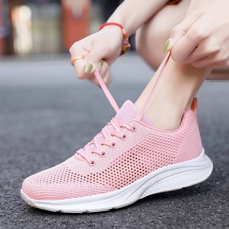 ddmyoutdoor Women Sneakers Summer Hollow Breathable Sports Thick Sole Wear Resistant Lace Up Training Hot Selling Casual Running Shoes Outdoor Outdoor