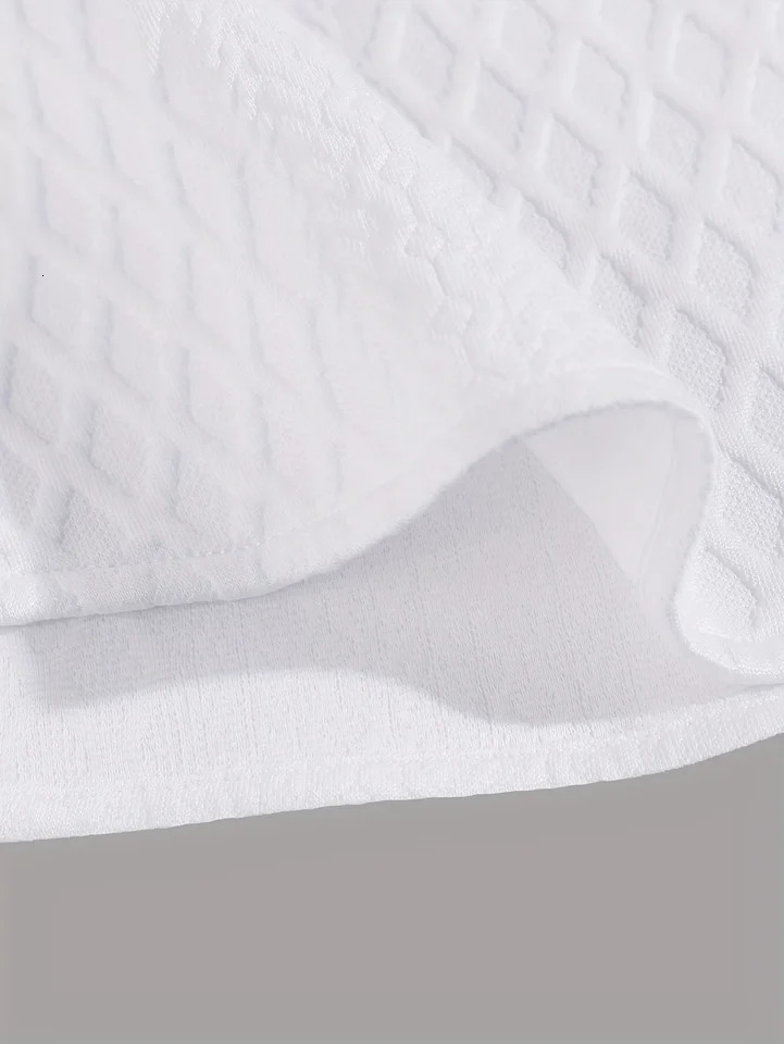 Summer casual short-sleeved mens shirt Casual Street wear jacquard lapel button down solid color mens vintage shirt S-2XL 250605