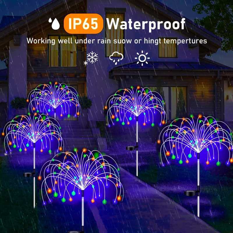 LED Solar Firework Lamp Outdoor Garden Decor Pathway Fairy Lights Waterproof Christmas Yard Balcony Patio Lawn Solar Lamp XJ250606