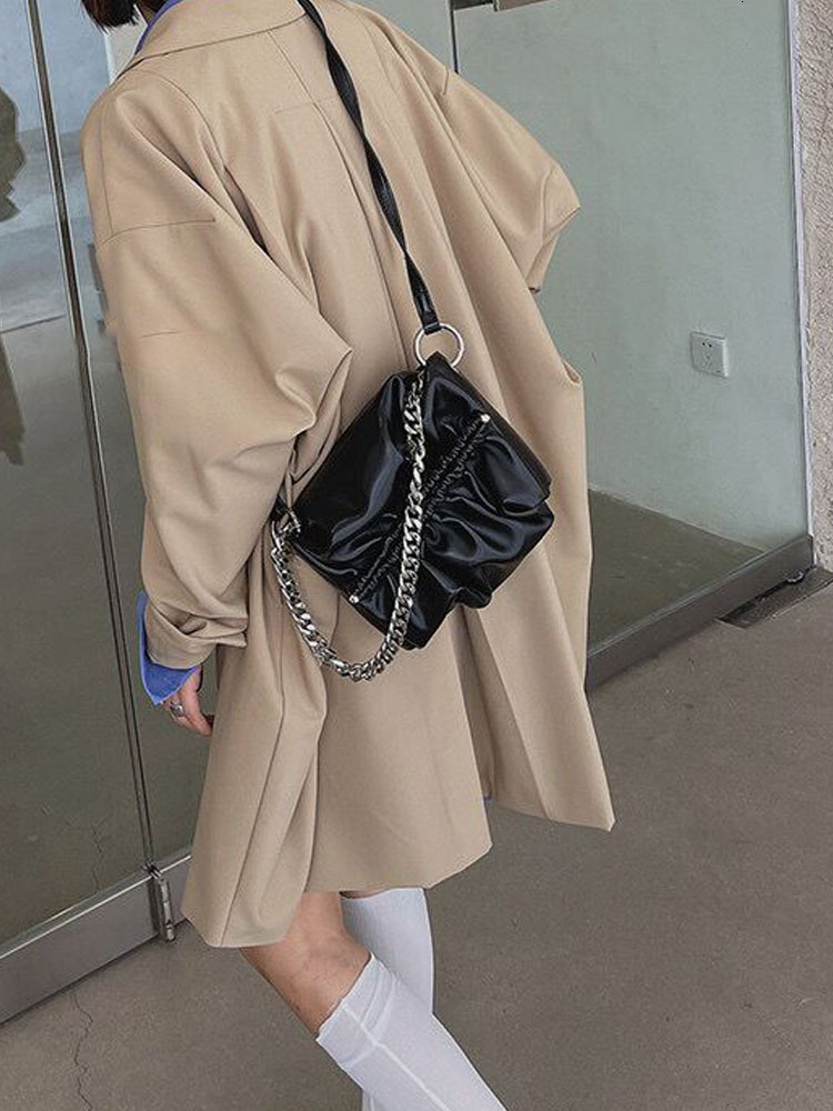 designer HyunA Style Korean Niche Design Personality Pleated Chain Shoulder Crossbody Bag High-Quality Cloud Bag for Women