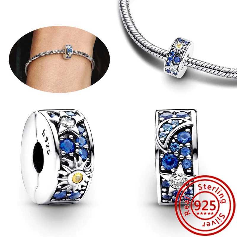 Fit Charms Bracelet 100% 925 Sterling Silver Clip Pave Pink Blue Zircon Infinite Simple DIY Clasp Fine Beads Women Jewelry XJ250607