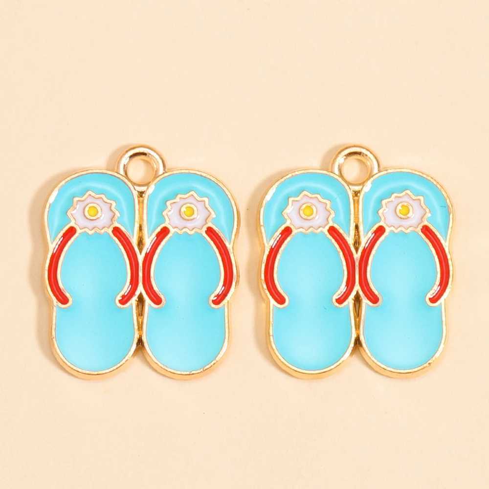 20Style/set Gold Color Beach Vacation Series Charms Enamel Coconut Beverage Slippers Beach Chair Pendants DIY Crafts Jewelry Making XJ250607