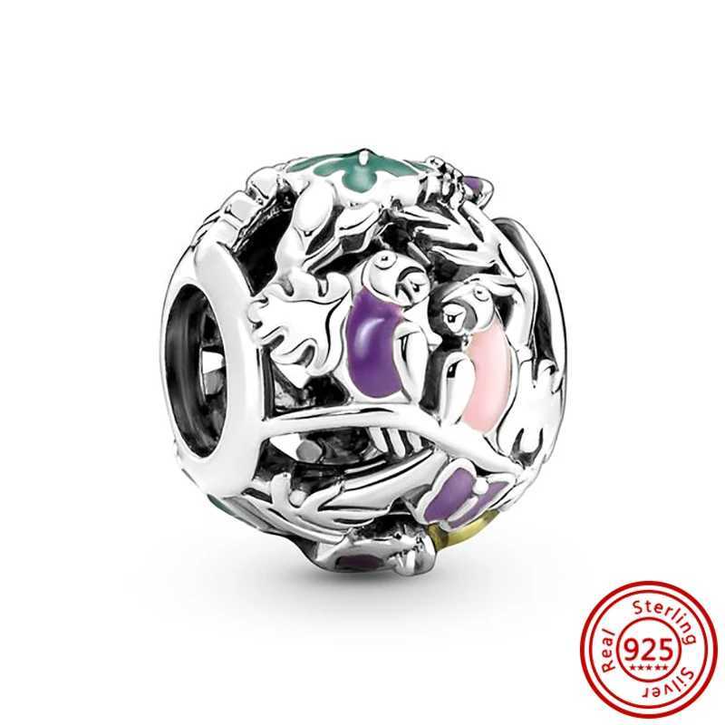 925 Sterling Silver Cartoon Bird Parrot Owl llow Feathers Cute Pendant DIY Beads Fit Original Pantaro Charms Bracelet Jewelry XJ250607