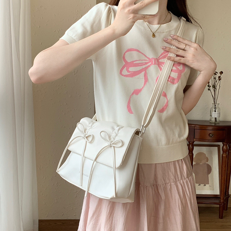 designer Sweet Bowknot Bag for Women 2025 New Trendy Shoulder Crossbody Bag for Girls Large Capacity Commuter Student Tote Bag