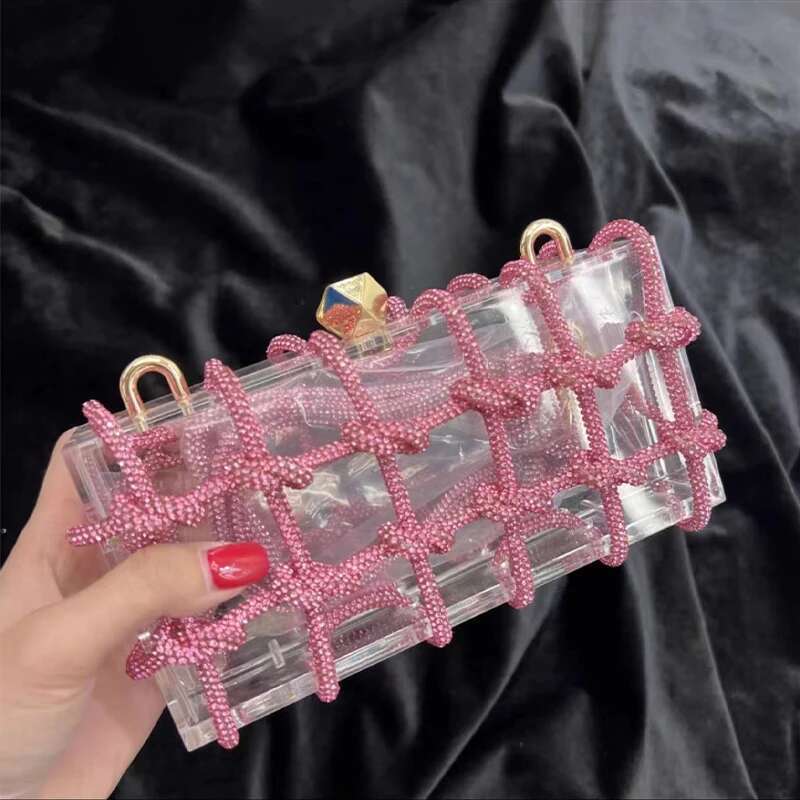 Purse Hand Bags For Women New Elegant And Versatile Party Square Crystal Clutch Bag