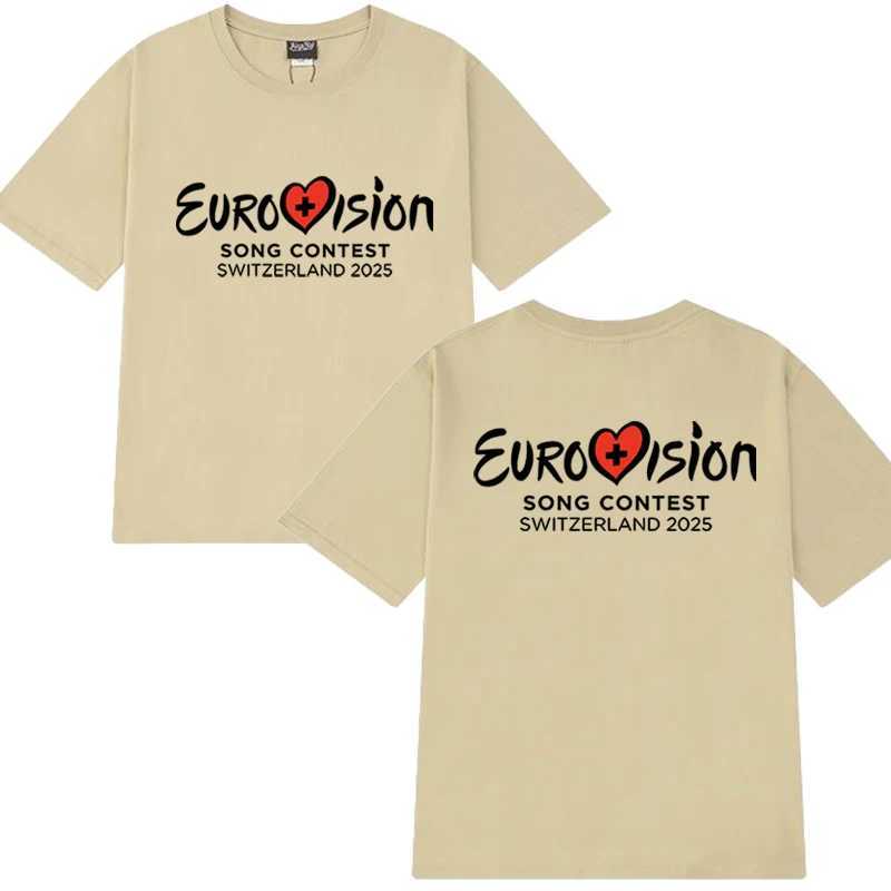 New in Eurovision 2025 T-shirt Eurovision Song printed T shirt Men Women Fashion Y2k short slve T-shirts Unisex Cotton Tops X250607