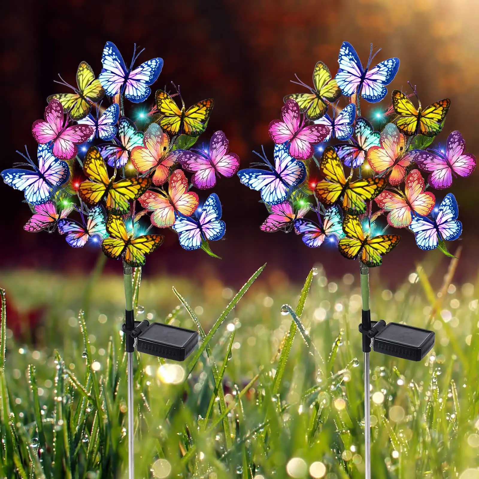 Solar Garden Lights Outdoor Waterproof Decorative Solar Lights Butterfly Flower Garden Decor Yard Patio Lawn Mom Women Gift W250607