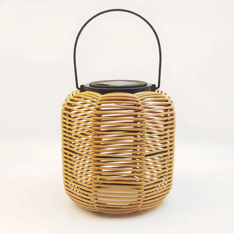 E5 Outdoor Solar Lamp Rattan Lantern Courtyard Balcony Garden Solar Decoration Lights Creative Atmosphere Lamp Bamboo Chandelier W250607