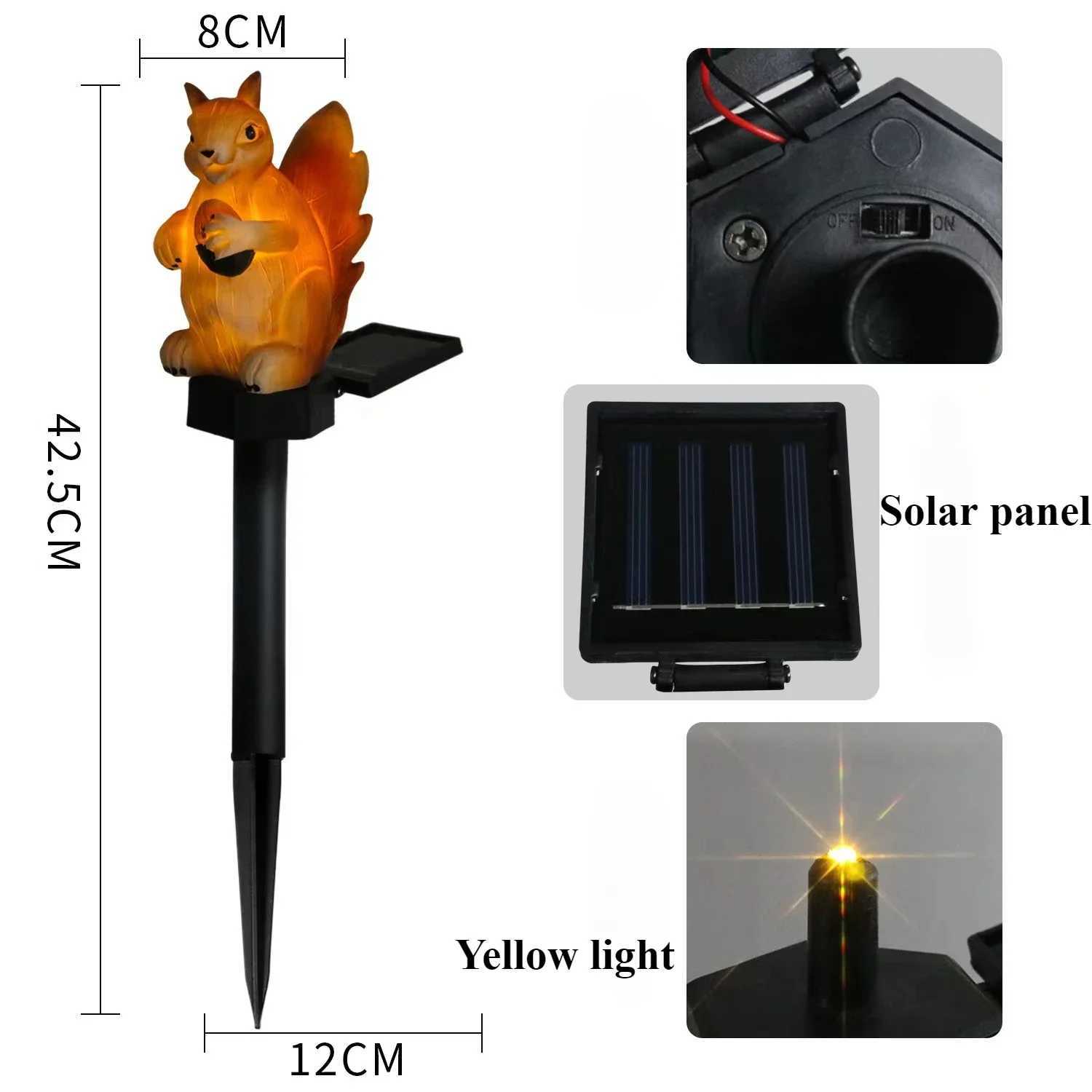 Solar Garden Lights Simulate Animal Resin Lights Outdoor Garden Landscape Decoration Solar Lawn Inserted Lights W250607