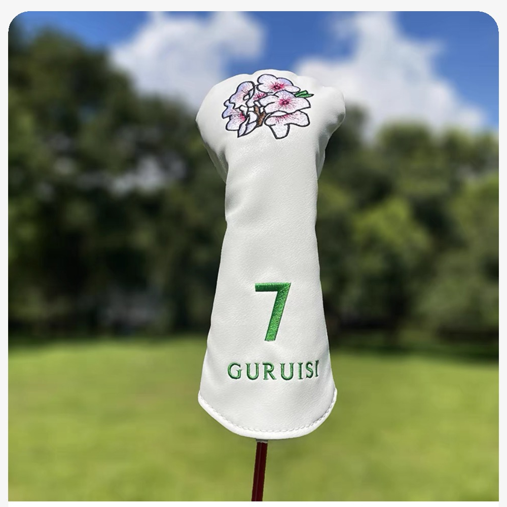 Golf Club Headcovers Wood Head covers Flower Design Driver Fairway Hybrid Woods Headcover Red PU Premium Leather Head