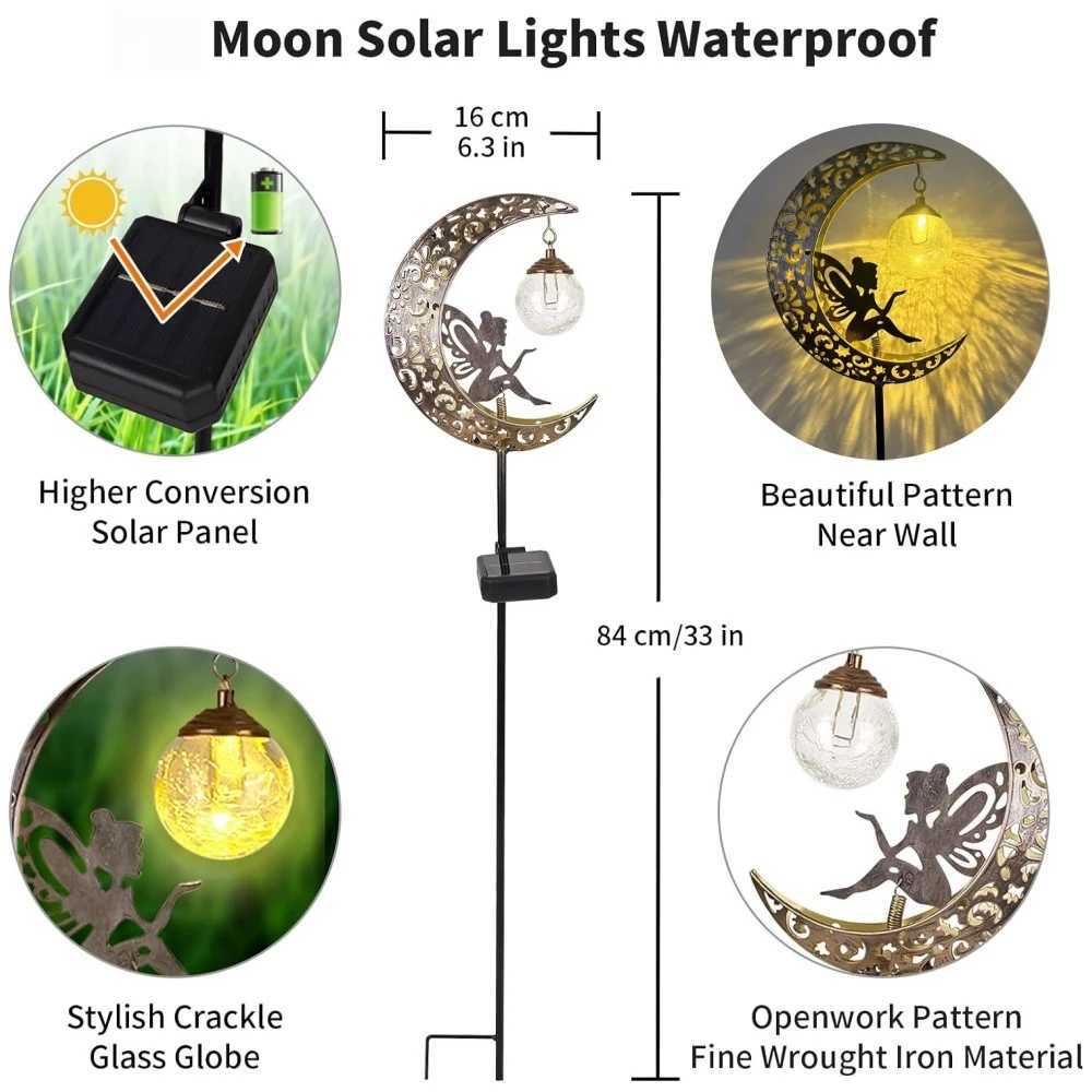 Solar Garden Statues Outdoor Decor Fairy Moon Figurine Light Stake Ornament for Patio Lawn Yard Pathway gift for Mom Grandma XJ250606