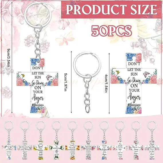 Bulk acrylic Christian keychains Bible verse inspirational gifts for moms 250606