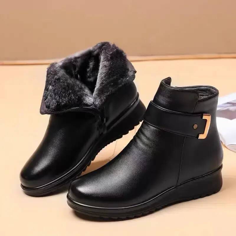 Ddmyoutdoor Women Ankle Autumn Winter Plush Short Tube Flat Soled Snow New Simple Retro Zipper Warm Casual Cotton Boots Outdoor Shoes