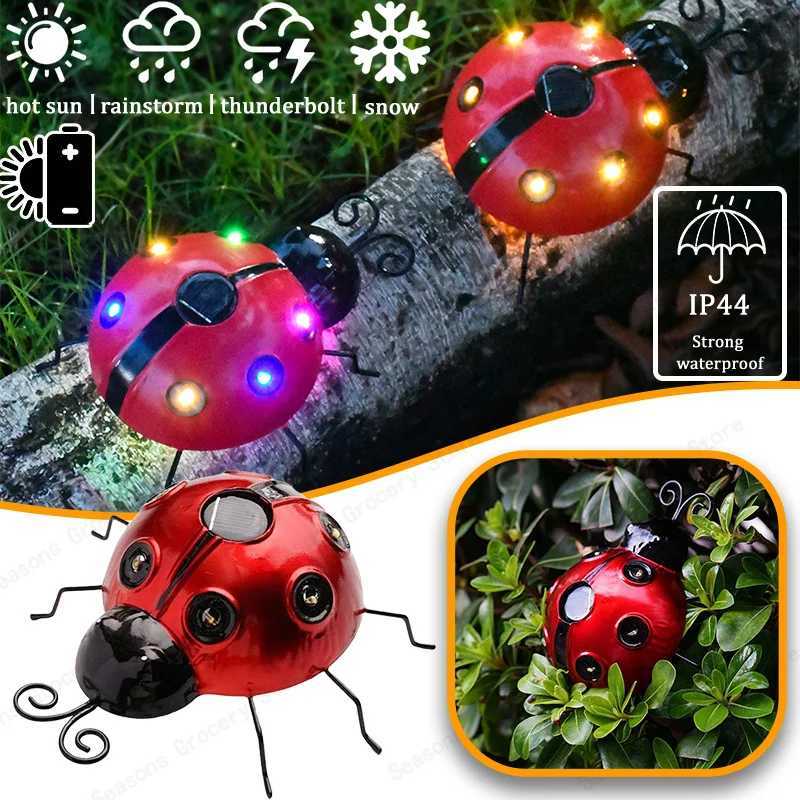 Solar Ladybug Light IP44 Waterproof Outdoor Garden Decor Auto On/Off Insect Lamp for Yard Lawn Patio Pathway Landscape Lights XJ250606