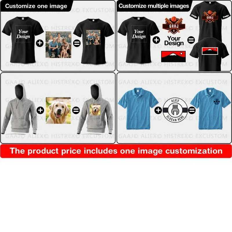 mens high-end gift custom 100% pure cotton custom T-shirt with professional printing of your own text photo on the front X250607