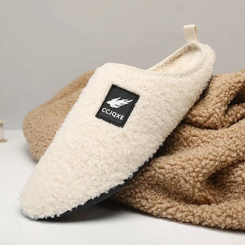 Ddmyoutdoor Fashion Winter Soft Sole Comfortable Mens Indoor Floor Antiskid Slides Bedroom Warm Plush Slippers Male Home Casual Cotton Shoes Beach out