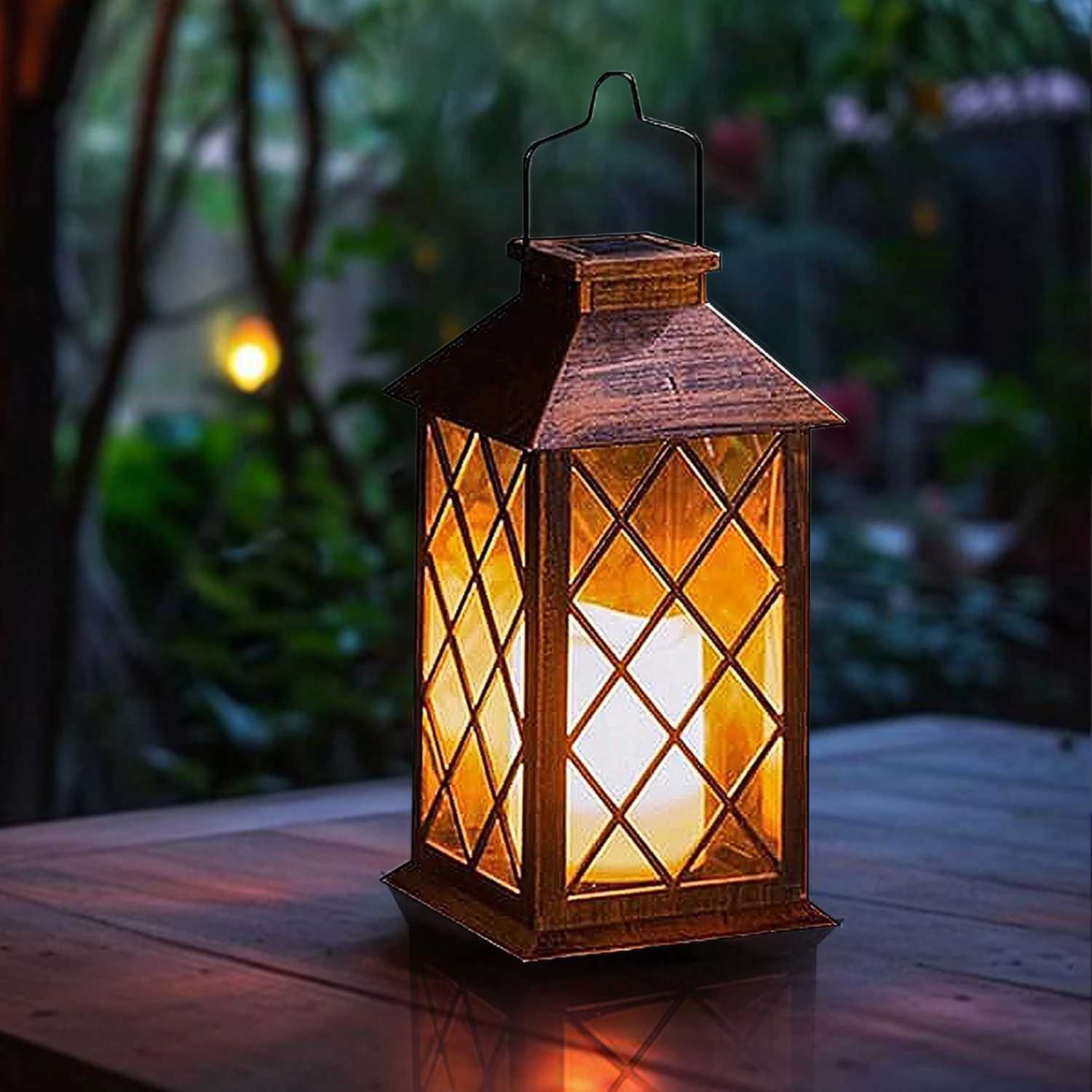 1 Pc Solar Hanging Lamp Flickering Flameless Candle Waterproof LED Light For Garden Table Patio Lawn Outdoor Party Decorative XJ250606