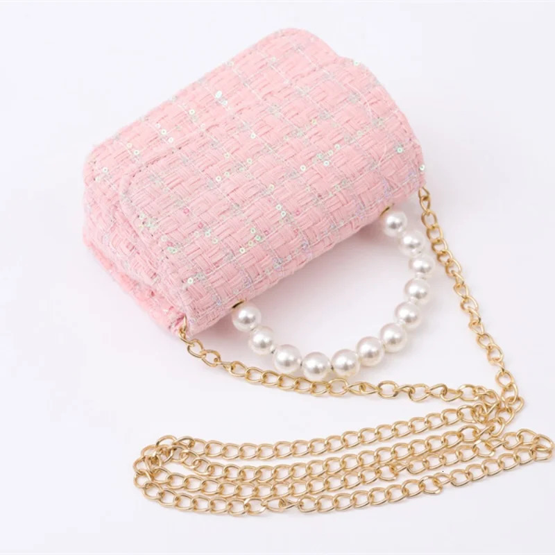 Childrens bag girls woven handbag crossbody princess chain mini purses and handbags for girls 250605