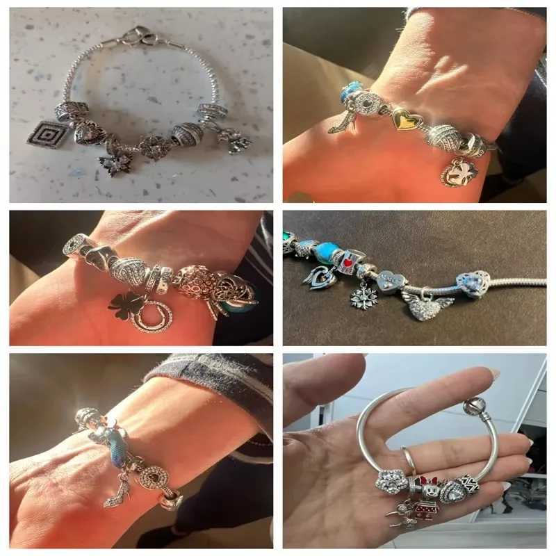 100% 925 Silver Fit Original Pendant Charms Bracelet Jewelry Clear Crown Flower Teardrop Heels Pave Shiny Silver Color BeadsXJ250607