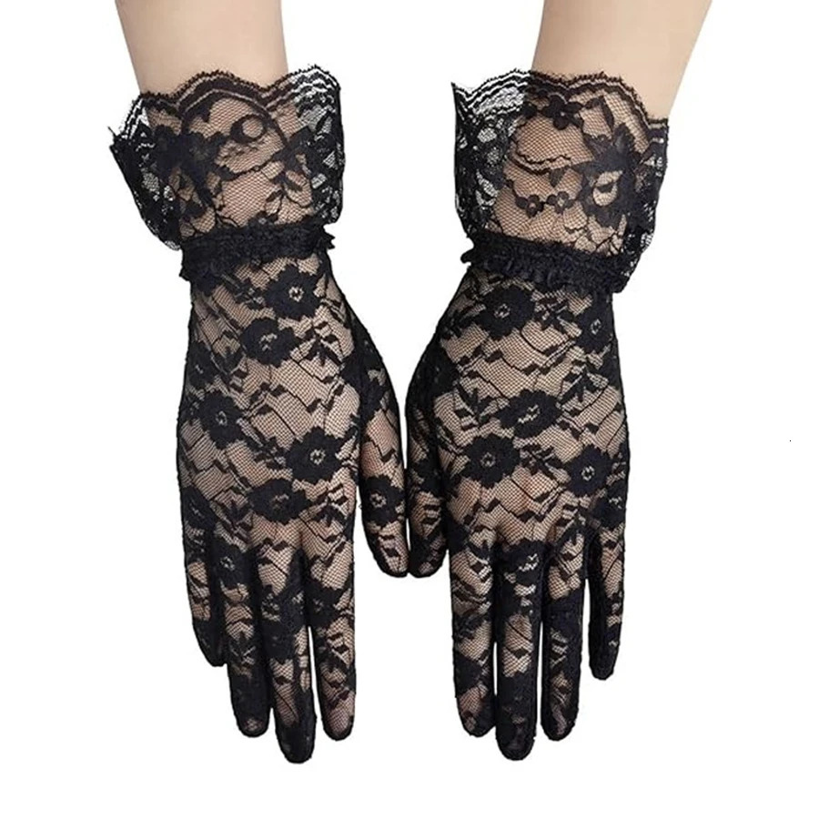 Arrival Black White Red Short Lace Gloves Bride Gloves For Bride Finger Guantes 2025 250603