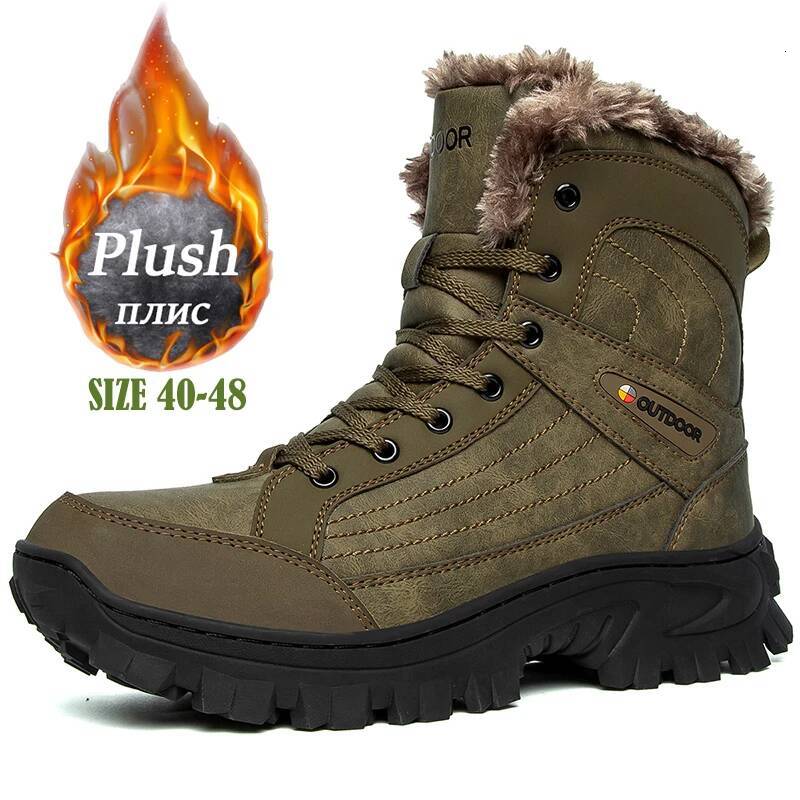 Ddmyoutdoor Men Winter Snow Platform Comfortable Ankle Plush Waterproof Anti Slip Warm Desert Boots Hiking Shoes Plus Size Outdoor Shoes