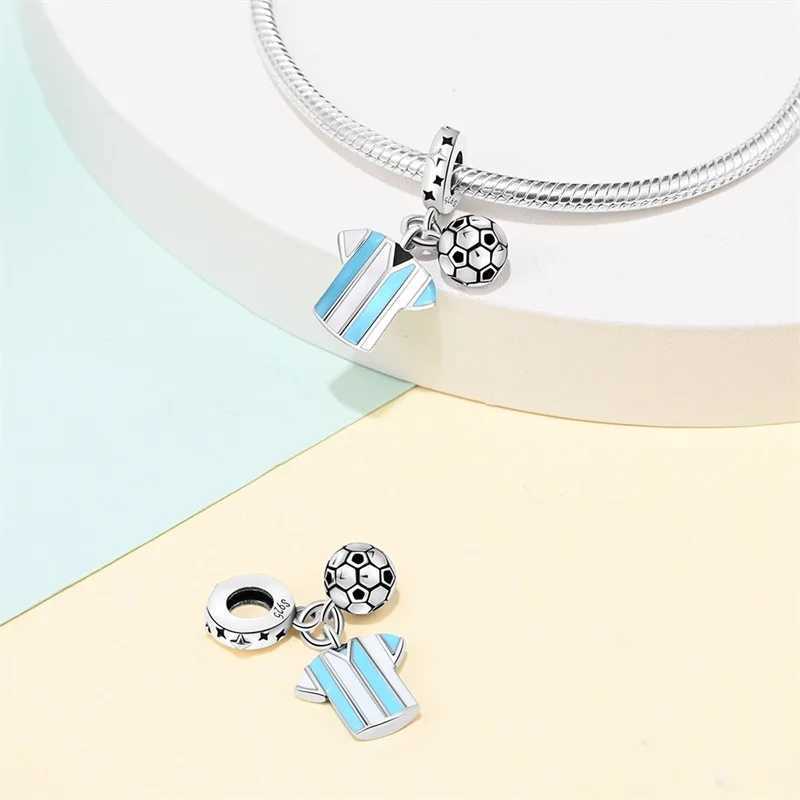 Passionate 925 Silver Dumbbell Badminton Soccer Sport Charms Beads Fit Pandach 925 Original Bracelet DIY Jewelry Graduation Gift XJ250607