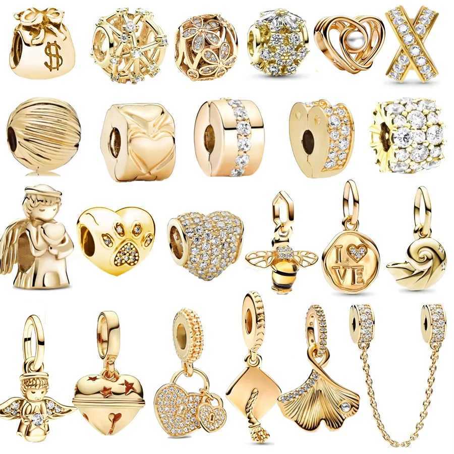 Gold Plated Sparkling Bee Graduation C Bell Dangle Charm Bead Fit Original Bracelet Europeans Silver 925 Bangle DIY Jewelry XJ250607