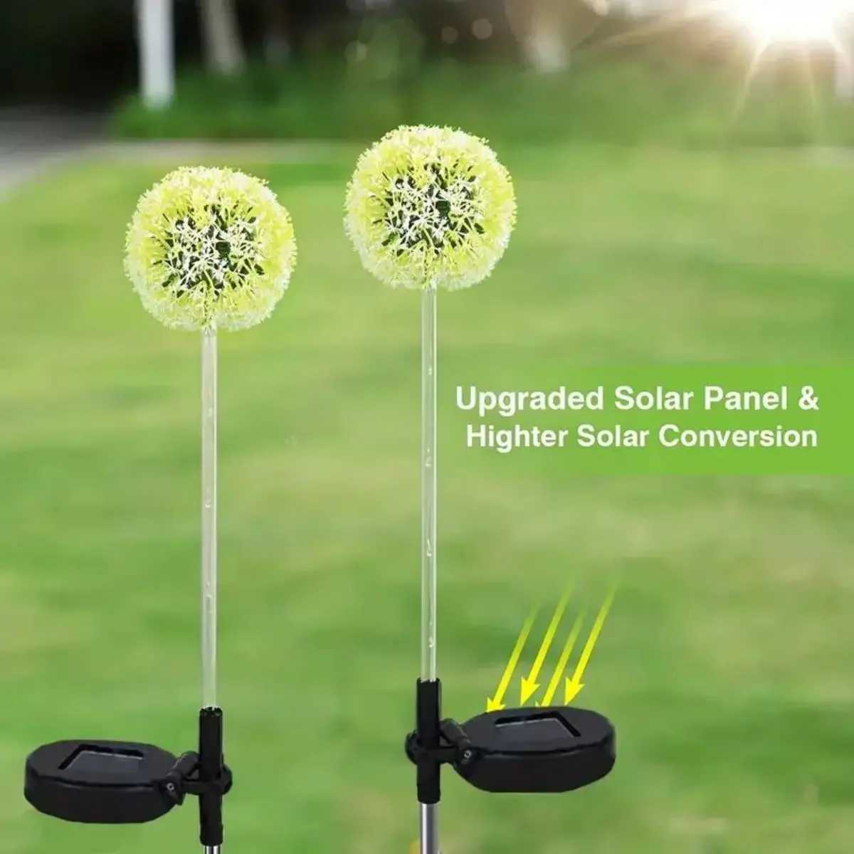 3 LEDS Solar Outdoor Dandelion Lights LED Color Scallion Ball Lights Lawn Lights for Garden Patio Walkway Lawn Decoration W250607