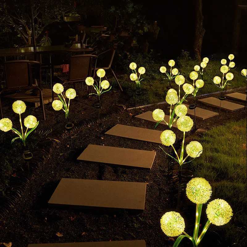 Creative New Solar Lawn Light Ground Plug Three-headed Dandelion Lamp Outdoor Garden Courtyard Atmosphere Light Decorative LampsXJ250606