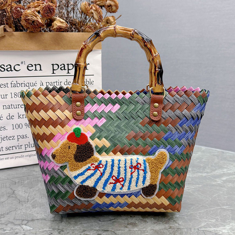 High quality brand high-quality new style free designer bag wholesale imitation rattan woven bag bamboo handbag handbag brand new free designer bag