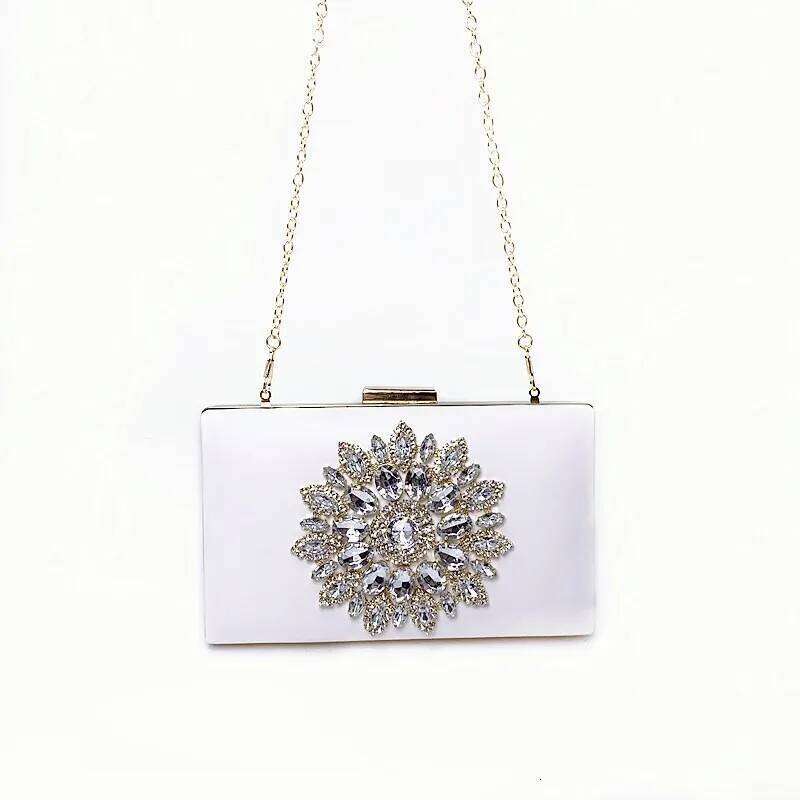 White Bag Wedding Clutch Purse Bridal Evening Crystal Summer for Women 2021 Small Crossbody Bags