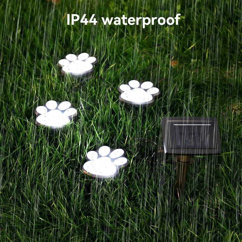 Outdoor Solar Paw Print Buried Light LED 4-in-1 Lawn Lighting Lamp Waterproof IP44 String Light for Garden Courtyard Decorations W250607
