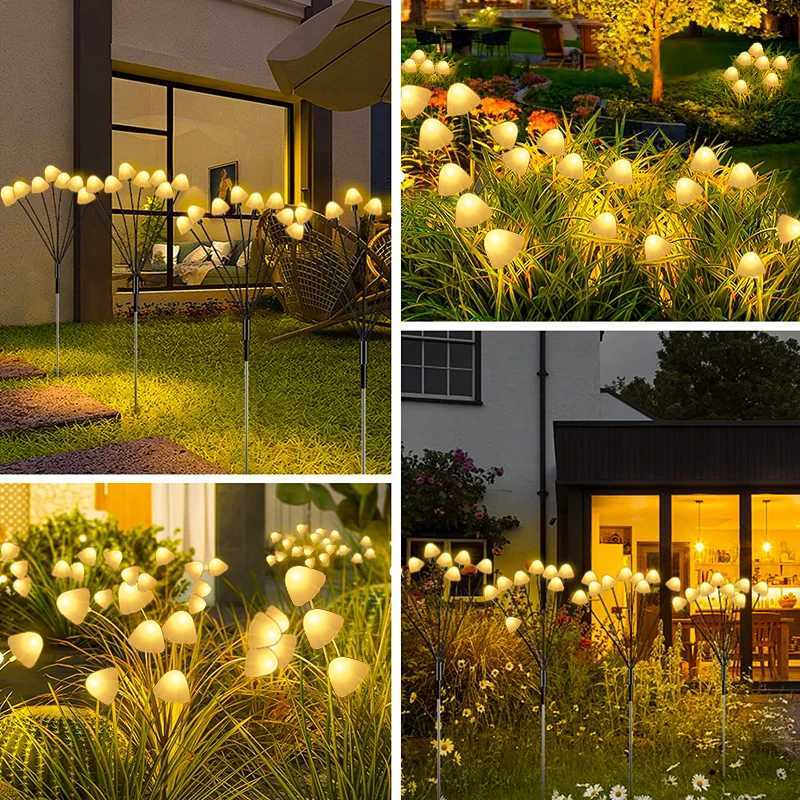 Solar Mushroom Stake Lights Outdoor LED Waterproof Mushroom Pathway Lights Garden Decor Landscape Yard Patio Lawn Solar Lamp XJ250606
