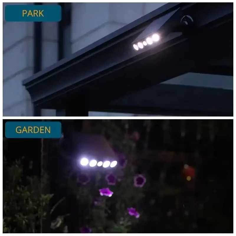 Powerful 4 LED Solar Security Lights Outdoor Decor Sensor Motion 3 Modes Street Waterproof Lamp Wall Night Work Light for Garden XJ250606