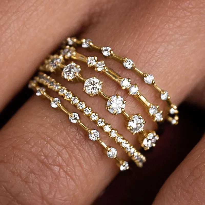 925 Sterling Silver Multilayer Cubic Zirconia Rings for Women New Luxury Wedding Band Accessories XJ250606