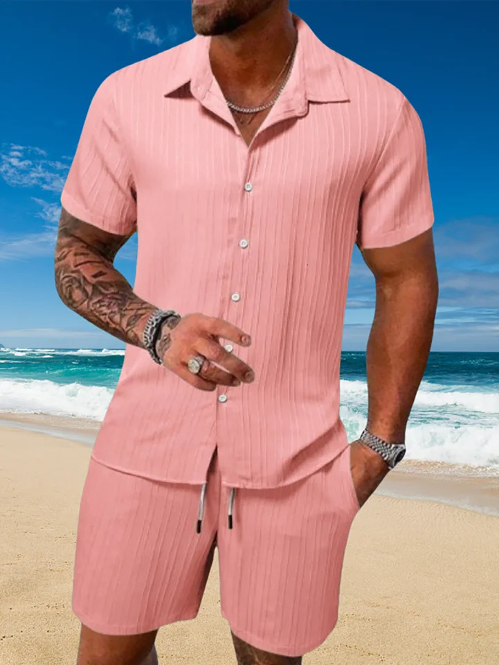 Ice Silk Cool Summer Mens Solid Color Polo Casual Loose Short Sleeve Shorts Sport Set Beach Surfing Ultra-thin Ultra Light 250605