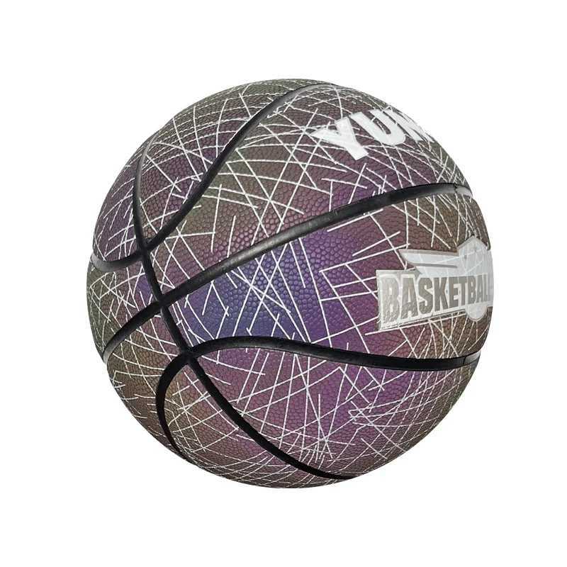 Basketball reflective luminous holographic moisture-absorbing PU basketball is suitable for night entertainment XJ250606