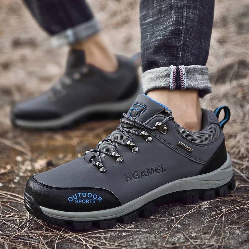 Ddmyoutdoor Black Leather Boots Sports Flat Outdoor Comfortable Sneakers Men Winter Shoes Water Proof Hiking Man Footwear Outdoor Shoes