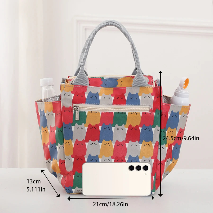 Daily portable outing with rice Oxford cloth insulation lunch bag fashion large capacity waterproof hand carry with lunch 250606