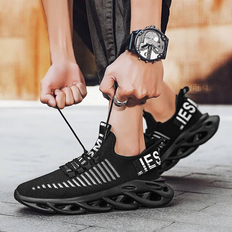 Ddmyoutdoor Sneakers Popular Men S Breathable Fly Woven Elastic Outsole Running Shoes High Quality Lightweight Sports Shoe Outdoor Shoes