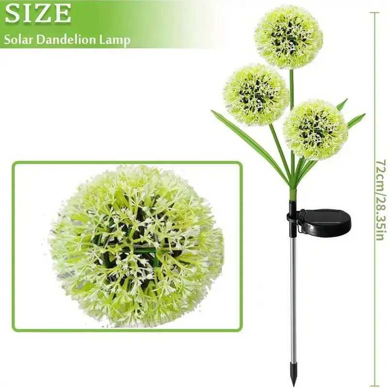 Solar 3-Head Dandelion LED Lawn Lights 2 Modes Decoration Lights Ideal Outdoor Landscape Lights for Garden Yards Lawns Walkways W250607