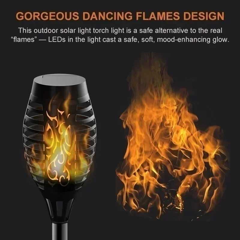 1/2/4/6/8/10Pcs Solar Flame Torch Light Flickering Light Waterproof Garden Decoration Outdoor Lawn Path Yard Patio Floor Lamp W250607