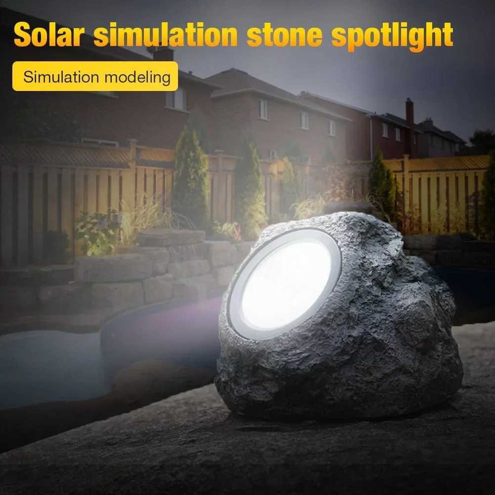 5W Solar Powered Light Simulation Stone Lights Spotlight Decoration Cold White IP65 Waterproof for Outdoor Garden Lawn Lamps XJ250606