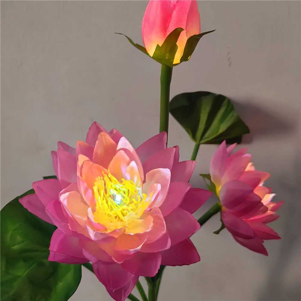 Solar Lotus Floral Garden Lights Flowers Lights Solar Powered LED Lawn Light Outdoor Garden Decor Yard Landscape Decoration XJ250606