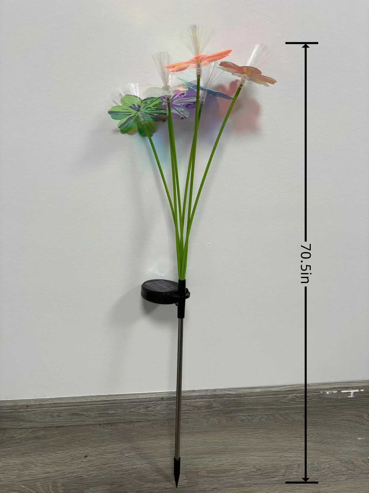 1PC 6Head Solar Large Flower Fiber Optic Ground Plug Light Suitable for Courtyard Garden Lawn Outdoor Camping Party Decoration W250607