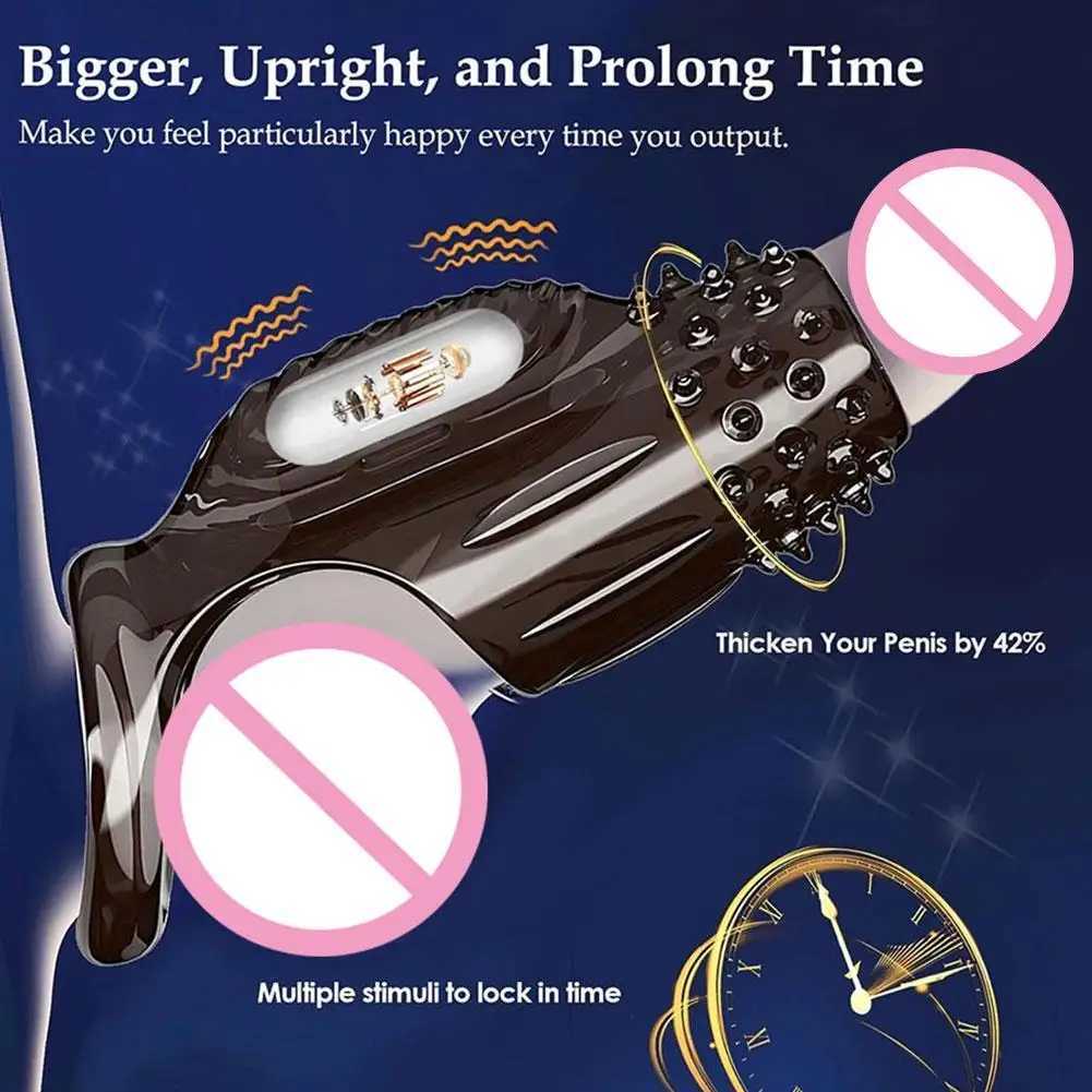 Reusable Vibrating Cock Penis Ring Sleeve Extensions Delay Ejaculation Stronger Erection Adult Ring Cock Sex Toys For Men XJ250607