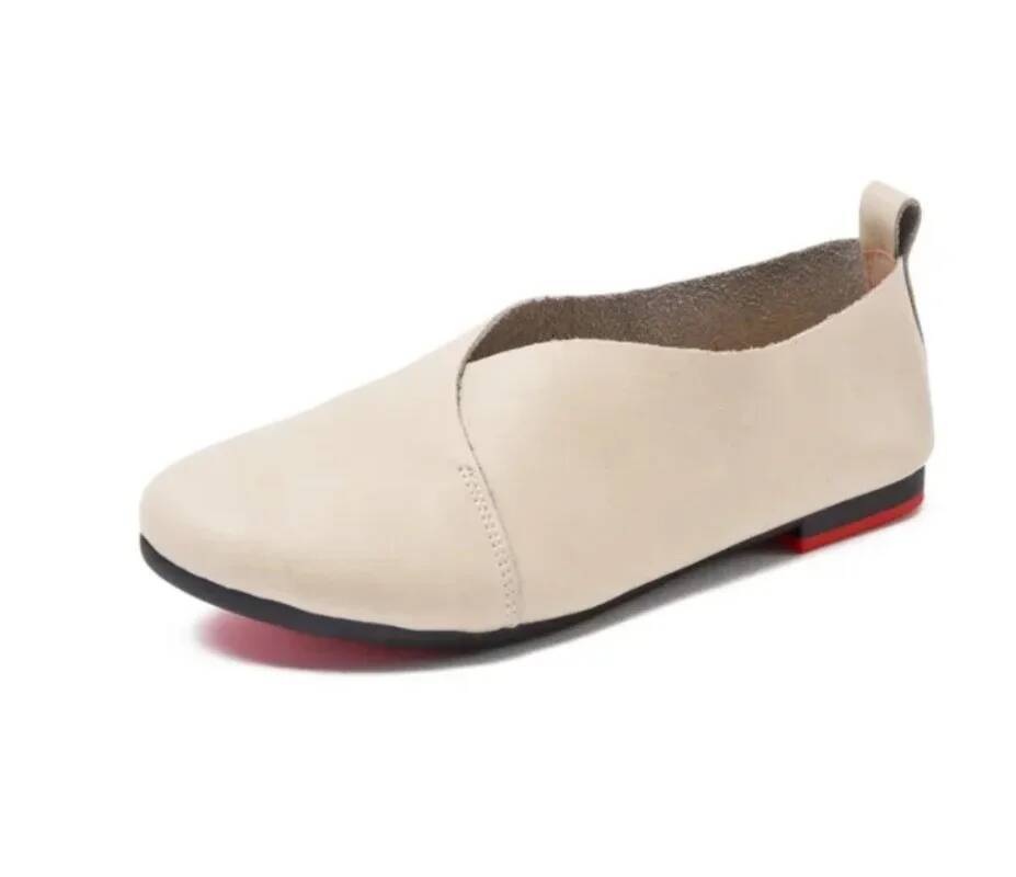 ddmyoutdoor Genuine Leather Women S Simple Commute Flat Comfortable Large Size Ladies Non Slip Mother Shoes Chaussure Femme Outdoor Outdoor Shoes